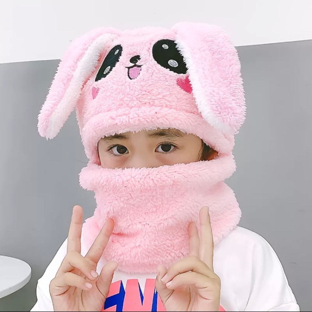 Cartoon Hat for Girls Boys Scarf Thicken Cap Newborn